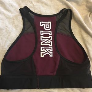 VS PINK Burgundy Mesh Spots Bra (XS/S)